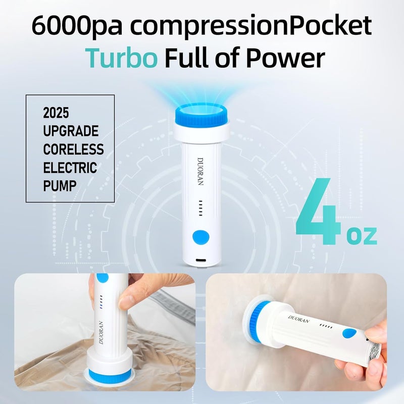 DUORAN Cordless Electric Vacuum Pump for Vacuum Storage Bags Travel Air Pump, Portable USB Rechargeable Seal & Compression Bag Pump for Clothes, Blankets & Bedding (Storage Bags Not Included) - Image 5